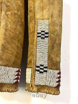 Original Vintage Native American Indian Beaded Leggings Pair 1880's to 1900's