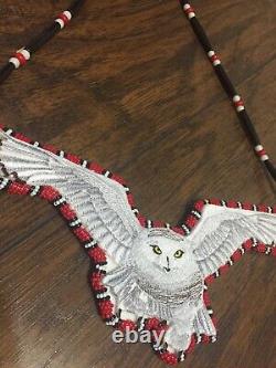 Owl Beaded Medallion Native American Made Pow Wow Regalia Beadwork owl totem