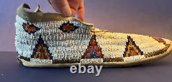 Pair C. 1910-20 Native American Cheyenne Heavily Beaded Moccasins