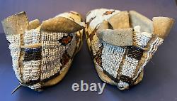 Pair C. 1910-20 Native American Cheyenne Heavily Beaded Moccasins