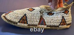 Pair C. 1910-20 Native American Cheyenne Heavily Beaded Moccasins