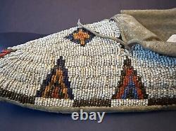 Pair C. 1910-20 Native American Cheyenne Heavily Beaded Moccasins