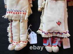Pair Native American Beaded Leather Dolls With Papoose Sd-022408225