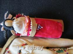 Pair Native American Beaded Leather Dolls With Papoose Sd-022408225