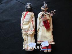 Pair Native American Beaded Leather Dolls With Papoose Sd-022408225