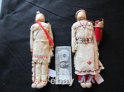 Pair Native American Beaded Leather Dolls With Papoose Sd-022408225