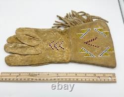 Pair of Northern Plains Indian Beaded Gauntlet gloves Early 20th century