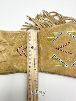 Pair of Northern Plains Indian Beaded Gauntlet gloves Early 20th century