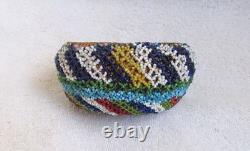 Paiute Indian Beads Beaded Beadwork Design Decorated Hand Woven Basket Bowl