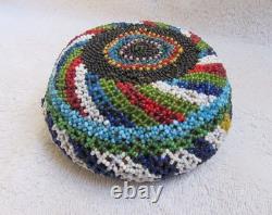 Paiute Indian Beads Beaded Beadwork Design Decorated Hand Woven Basket Bowl
