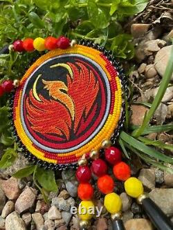 Phoenix Beaded Medallion Native American Made pow wow regalia Native Beadwork