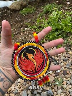 Phoenix Beaded Medallion Native American Made pow wow regalia Native Beadwork