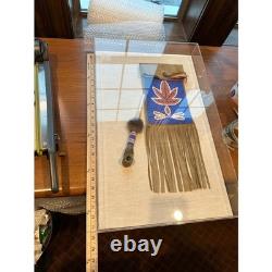Plains Great Lakes Native American Beaded Pipe w Leather Tobacco Bag Framed