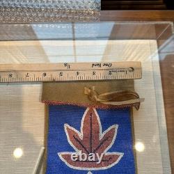 Plains Great Lakes Native American Beaded Pipe w Leather Tobacco Bag Framed