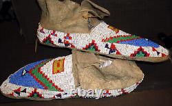 Plains Indian Beaded Moccasins Adult Native American /Excellent