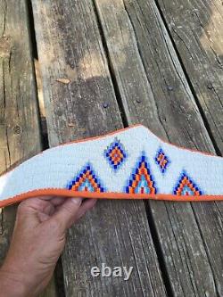 Plains Native American Indian Beaded Blanket Strip Vintage