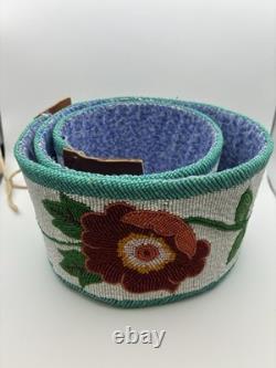 Plateau Beaded Ceremonial Belt With Floral Design 1960's 40.5x4