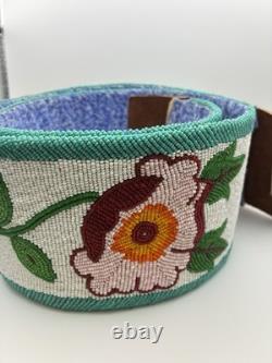 Plateau Beaded Ceremonial Belt With Floral Design 1960's 40.5x4
