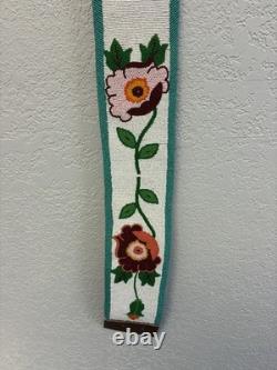 Plateau Beaded Ceremonial Belt With Floral Design 1960's 40.5x4