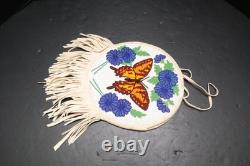 Plateau Beaded Flat Bag ORNATE PICTORIAL BUTTERFLY 14 Nez Perce Native American