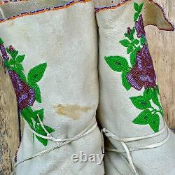 Plateau/Northern Rockies Native American Beaded Moccasins Brain Tanned Leather