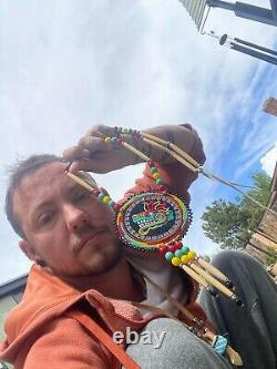 Quetzalcoatl Beaded Medallion Native Made regalia Native Beadwork