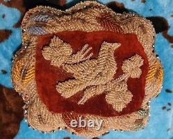 RARE Antique Beaded Pillow Victorian Bird Bead Possibly Iroquois American Indian