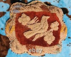 RARE Antique Beaded Pillow Victorian Bird Bead Possibly Iroquois American Indian