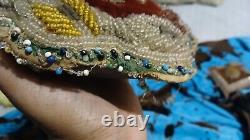 RARE Antique Beaded Pillow Victorian Bird Bead Possibly Iroquois American Indian