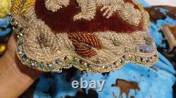 RARE Antique Beaded Pillow Victorian Bird Bead Possibly Iroquois American Indian