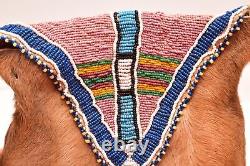 RARE Antique Sioux Lakota Large beaded Pouch Native American Deer Hoof Bag
