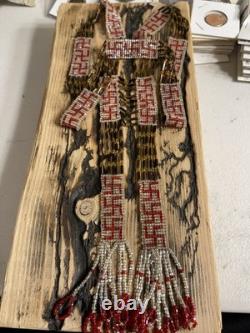 RARE Native American WHIRLING LOGS Flapper Handmade Antique Beaded Necklace W@W