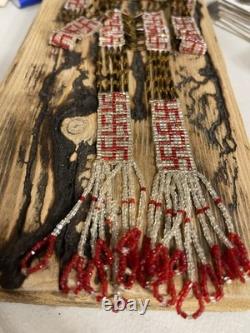 RARE Native American WHIRLING LOGS Flapper Handmade Antique Beaded Necklace W@W