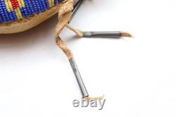 RARE, OLD NATIVE AMERICAN BEADED LEATHER FETISH American Flags AMULET Turtle ATQ