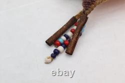 RARE OLD NATIVE AMERICAN BEADED Vintage LEATHER FETISH AMULET Turtle Antique