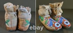 Rare 1890 Native American Nez Perce Beaded High Top Moccasins Smallest Beads
