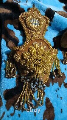 Rare Antique Native American Beaded Whimsy Wall Pocket