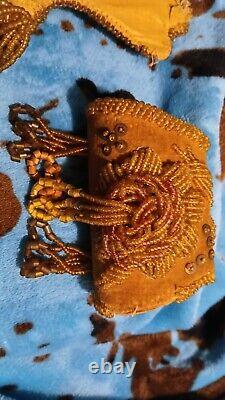 Rare Antique Native American Beaded Whimsy Wall Pocket