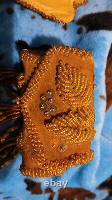 Rare Antique Native American Beaded Whimsy Wall Pocket