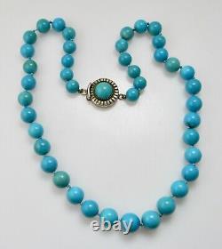 Rare Frank Patania Thunderbird Turquoise Beaded Necklace Sterling Silver Vintage