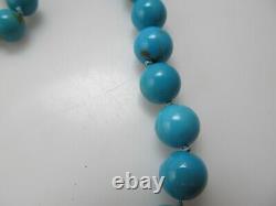 Rare Frank Patania Thunderbird Turquoise Beaded Necklace Sterling Silver Vintage