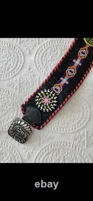 Rare Kurtmen Genuine Leather Calf Hair Native American Beaded Indian Belt XL
