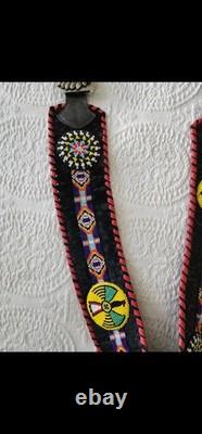Rare Kurtmen Genuine Leather Calf Hair Native American Beaded Indian Belt XL