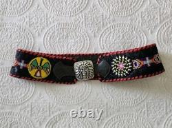 Rare Kurtmen Genuine Leather Calf Hair Native American Beaded Indian Belt XL