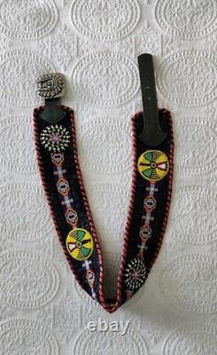Rare Kurtmen Genuine Leather Calf Hair Native American Beaded Indian Belt XL