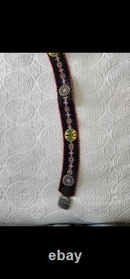 Rare Kurtmen Genuine Leather Calf Hair Native American Beaded Indian Belt XL
