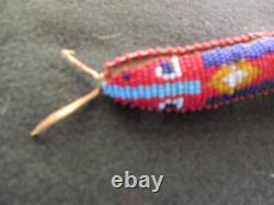 Rare Native American Beaded Leather Fetish, 11 Snake Amulet, #sd-022408205