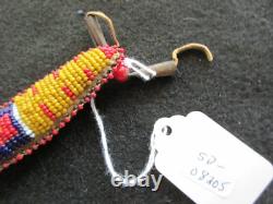 Rare Native American Beaded Leather Fetish, 11 Snake Amulet, #sd-022408205