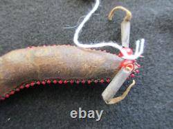 Rare Native American Beaded Leather Fetish, 11 Snake Amulet, #sd-022408205