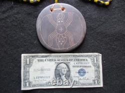 Rare Native American Hand Engraved Gorget On Trade Bead Necklace, Pe-052307450